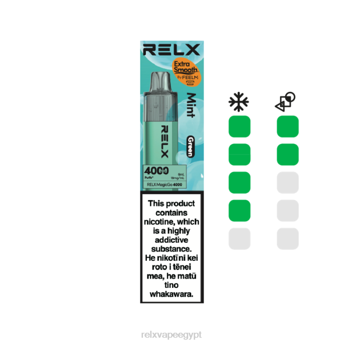 Relx Flavors Egypt D82R4 RELX MagicGo 4000 سيجارة يمكن التخلص منها النعناع (الأخضر)